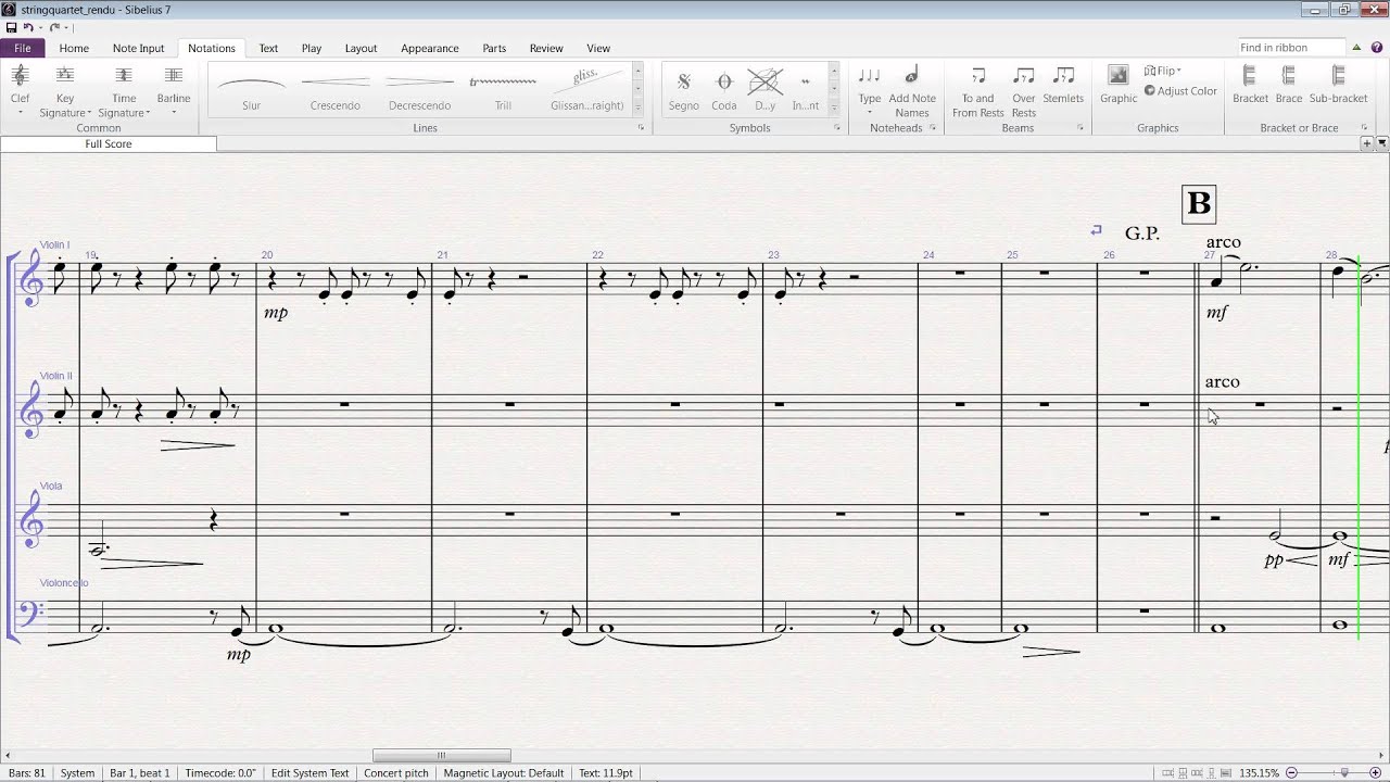 4 shorts pieces for String Quartet, butchered by Sibelius