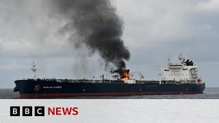 Marlin Luanda: Oil tanker on fire for hours following Houthi attack | BBC News screenshot 4