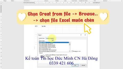 Cách chèn file Excel vào Word