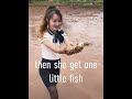 Office girl wanna catch fish in mud pool