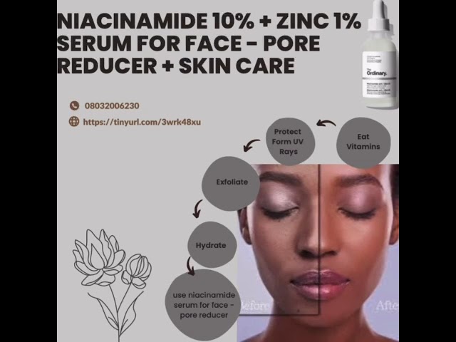 Niacinamide 10% + Zinc 1% Serum for Face - Pore Reducer +Ski