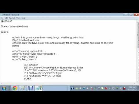 How to: Create a game in cmd or Batch files! PART 2