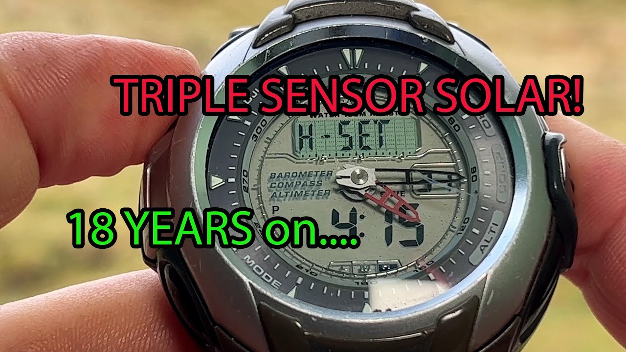 Peep bølge Cosmic Casio ProTrek PRG 60T triple sensor ABC with thermometer sports watch 18  years on review - YouTube