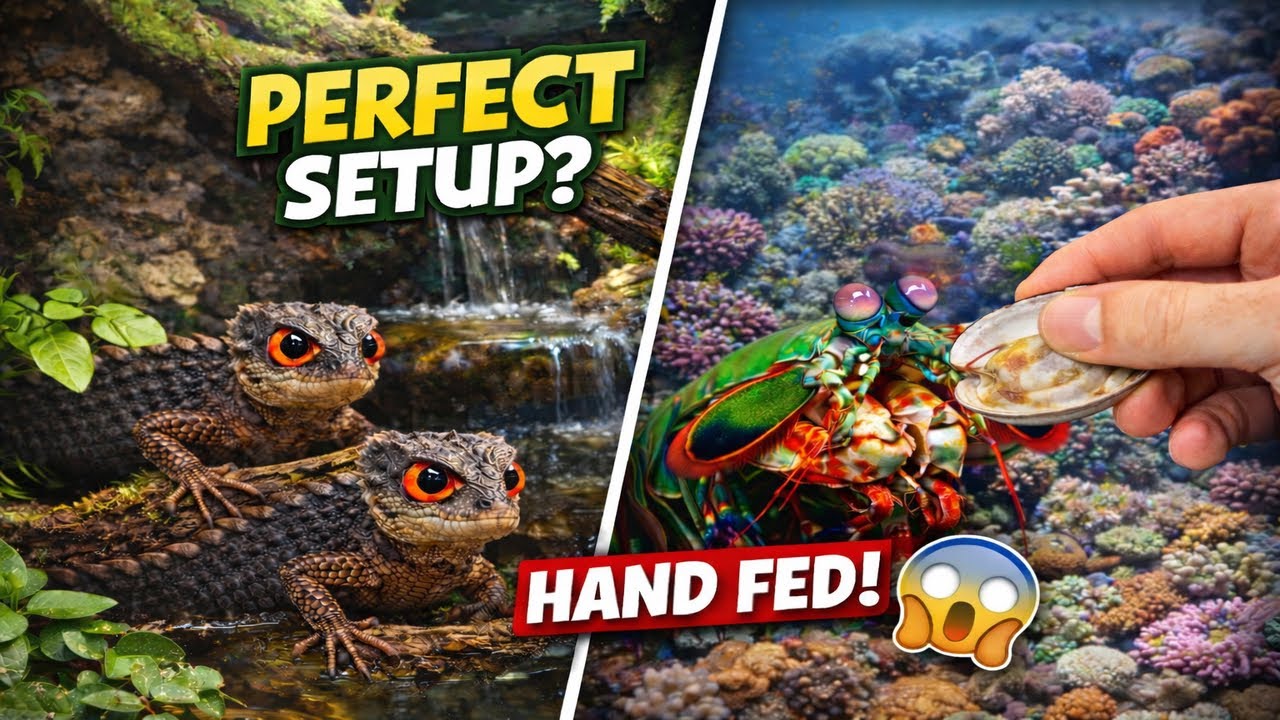  I Built the PERFECT Terrarium for My Red-Eyed Crocodile Skinks + I HAND FEED My Mantis Shrimp!