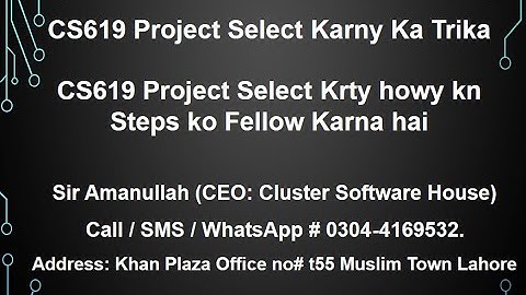 CS619 FYP Project Selection Step by Step  Guide | CS619 Easy Projects List Fall 2025
