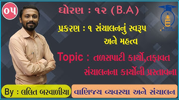 STD 12 || B.A Ch 1 Part 5 ||તળસપાટી કાર્યો, તફાવત, સંચાલનના કાર્યોની પ્રસ્તાવના