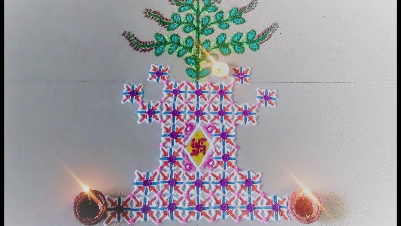 Simple and Innovative Tulsi Rangoli Design Using Bangles. - YouTube