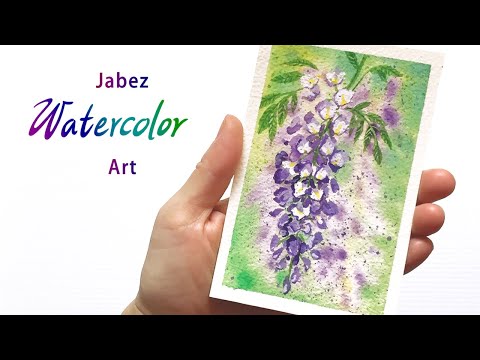 浪漫花卉水彩畫《水彩紫藤花》Watercolor wisteria flowers | 水彩藤の花 | 수채화 등나무 꽃《DIY彩繪系列 #96》