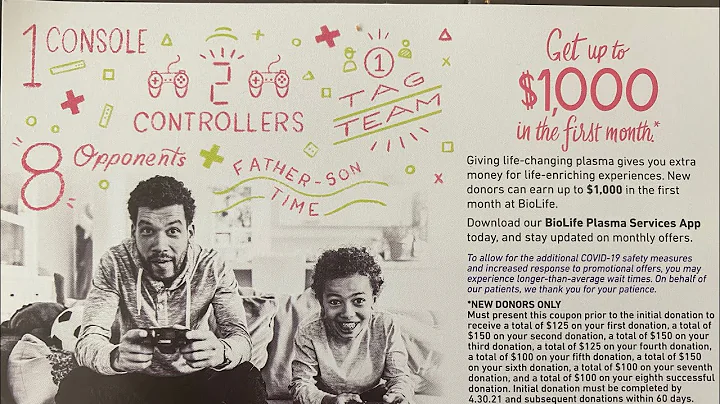 It’s a $1,000 now!   Make money donating plasma $600 in a month