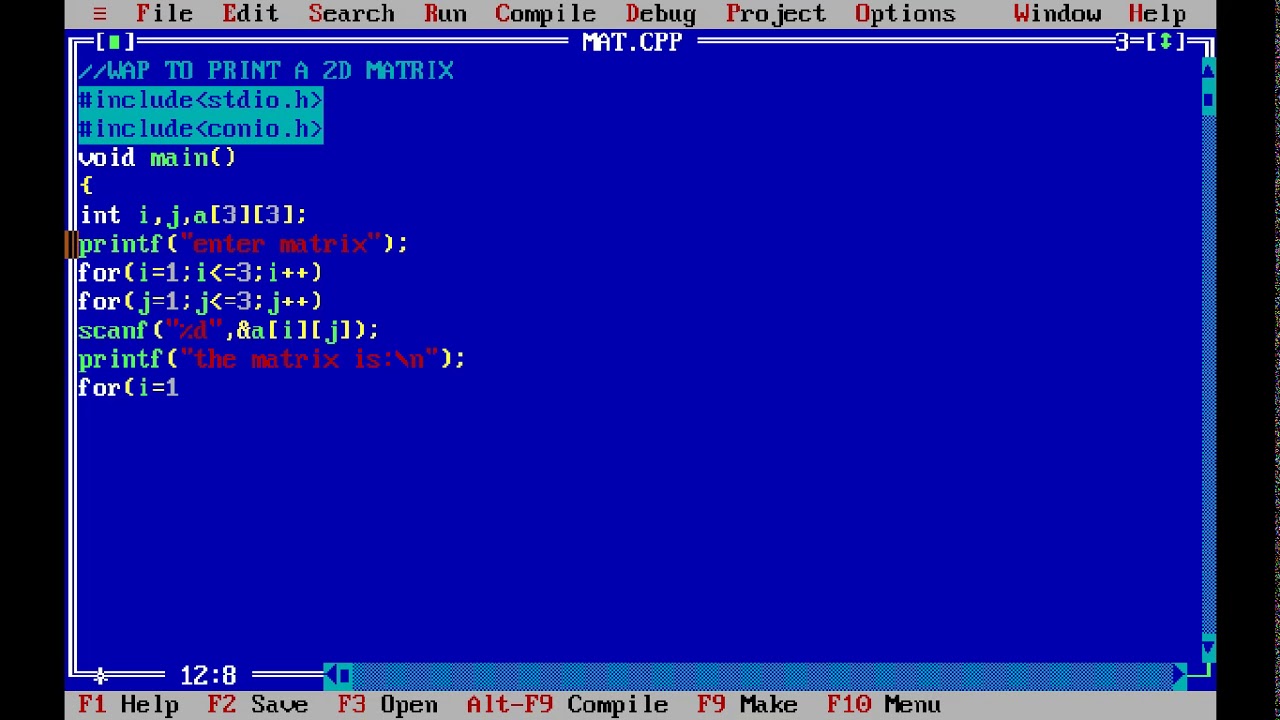 programming in c to print 2D matrix - YouTube