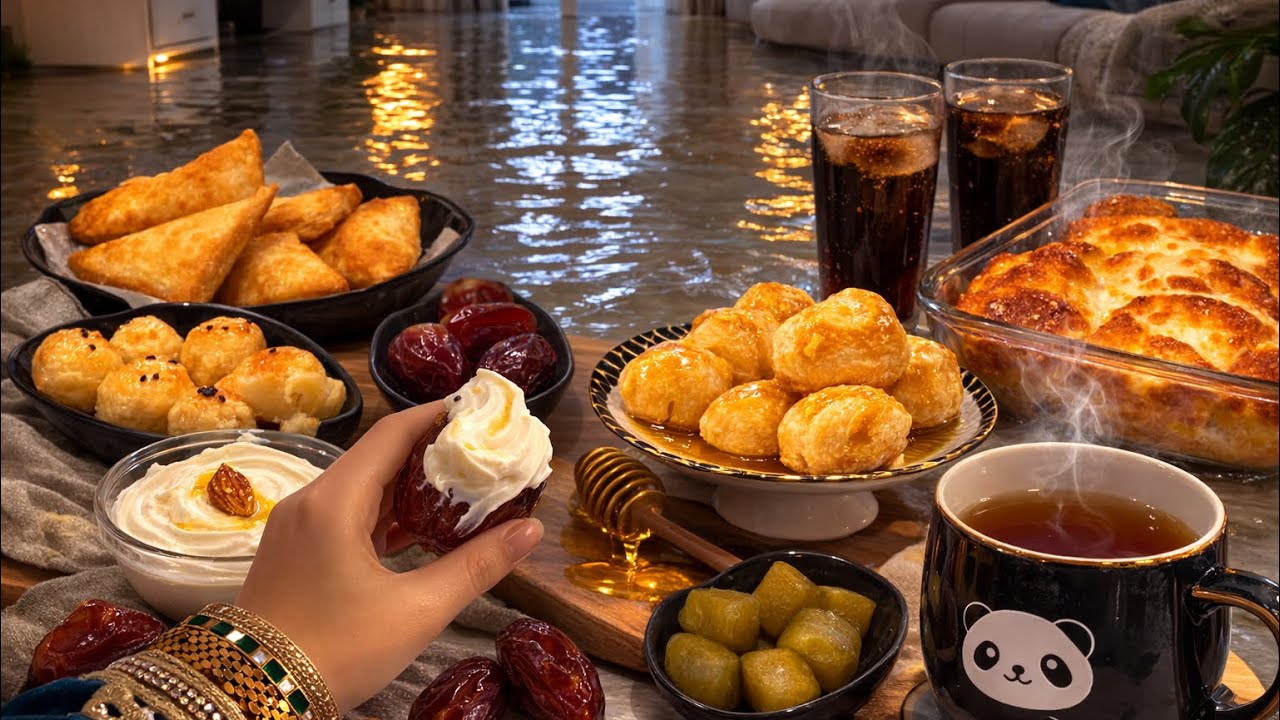 سفره 14 رمضان🤎🌒🌙 ربنا يعدى يومين المطر 🌧️ على خير  🤲 شقتى بتغرق 🤦🏼‍♀️🥹 ربنا يهون