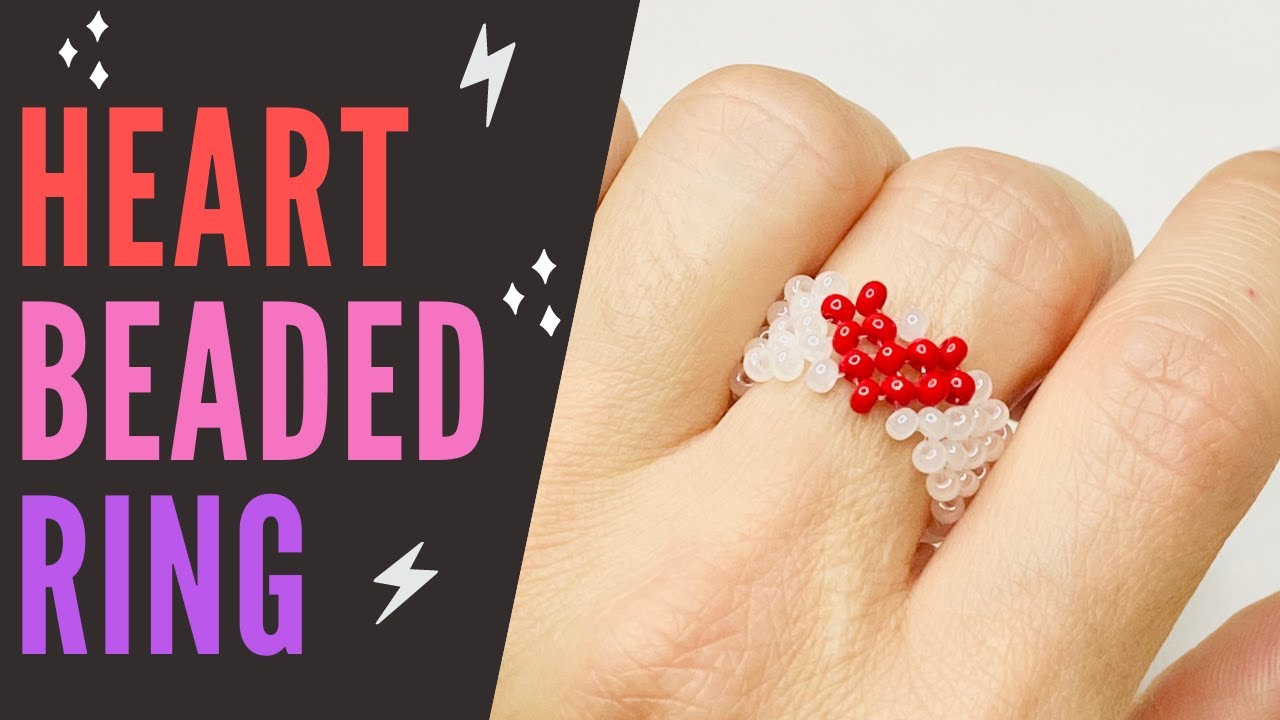 How to Heart Beaded Ring - Heart Beaded Tutorial - YouTube