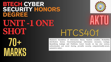 Information Theory For Cyber Sec. |Unit 1 One Shot | Shannon,Entropy, Leakage | BTech Honors 4th Sem