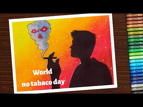 How to draw World No Tobacco day (stop smoking) poster for beginners - step by step