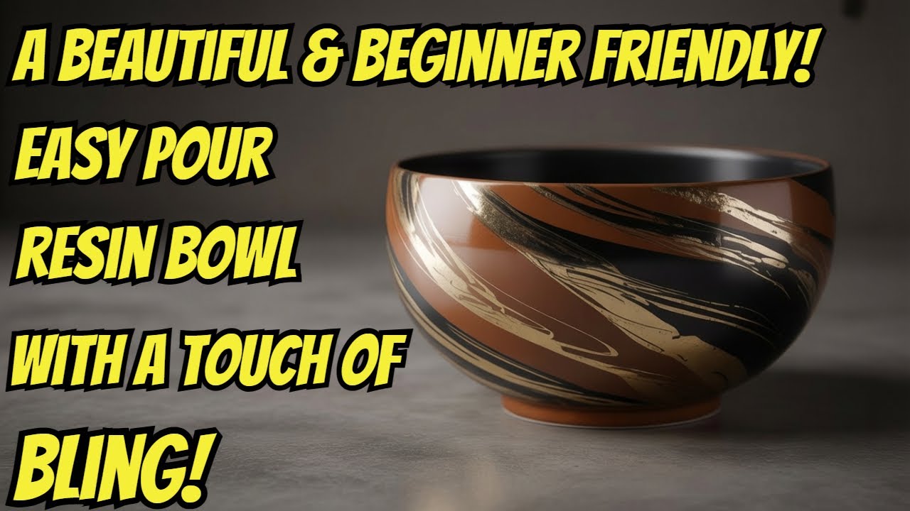 262 Великолепная чаша из смолы с металлизированным чернильным вихрем, идеально подходящая для нач...