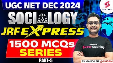 UGC NET Sociology Classes 2024 | UGC NET Sociology Paper 2 MCQs #5 By Manoj Sir | UGC NET Sociology