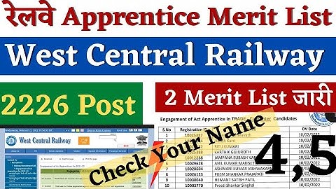 RRC WCR Jabalpur Apprentice Merit List 2022, West Central Railway Apprentice Merit List, RRC WCR DV