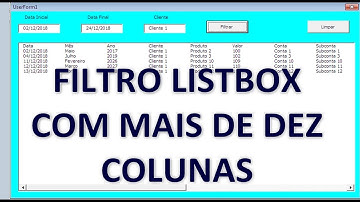 Filtro ENTRE DATAS em Listbox com Mais de DEZ COLUNAS em Excel VBA