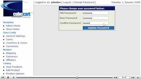 How to change your admin password in CubeCart - Cube chart tutorial