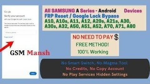 FRP All Galaxy Android 10 A10s/A20s/A21s/A30s/A50//A70/A80 /M21- No Smart Switch - No Copy Account