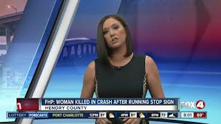 Clewiston woman dies in crash after running stop sign on U.S. 27 in Hendry County