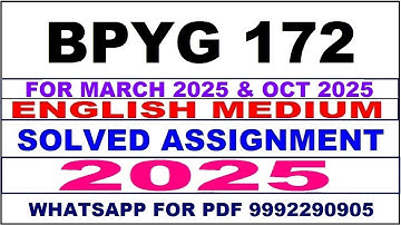BPYG 172 solved assignment 2024-25 in English || bpyG 172 solved assignment 2025 || bpyG172 2024-25