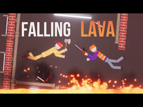 People fight while falling into Lava Pit - People Playground 1.21