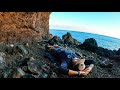 24 hours with NO FOOD, overnight solo island camping on a cliff. EP28