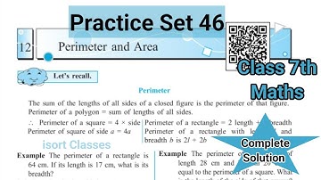 Chapter 12 Perimeter and Area Class 7th maths | Practice Set 46 Complete solution