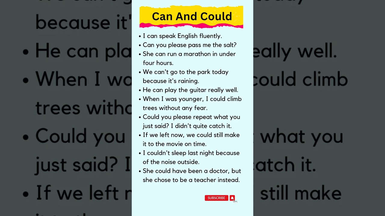 Sentences With Can And Could Daily Use Englishspeaking