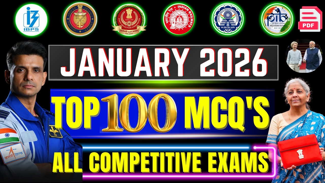 January 2026 Current Affairs | Top 100 MCQs for All Government Exams | PDF Available