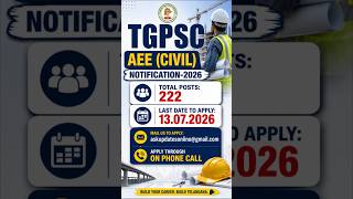 🚨 TGPSC AEE (Civil) Notification 2026 Out | 222 Posts | Apply Before 13 July | Telangana Jobs Update