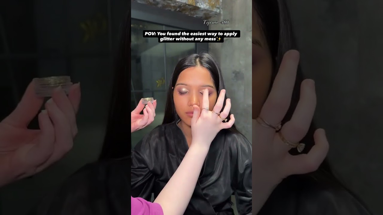 🌷Easiest way to apply glitter zero mess ✨