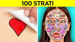 SFIDA DEI 100 STRATI! Trucco, Lacca Per Capelli, Nastro Adesivo, Tatuaggi su 123 GO! CHALLENGE