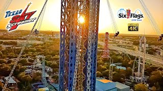 2024 Texas SkyScreamer at Sunset 400ft Tall Star Flyer On Ride 4K POV Six Flags Over Texas
