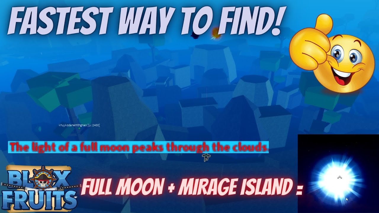 Blox Fruit - Find Full Moon and Mirage Island (Quest For Race V4)