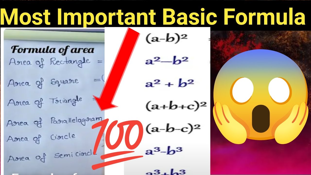 Complete Algebraic formula and Geometric formula in one video| Basic ...
