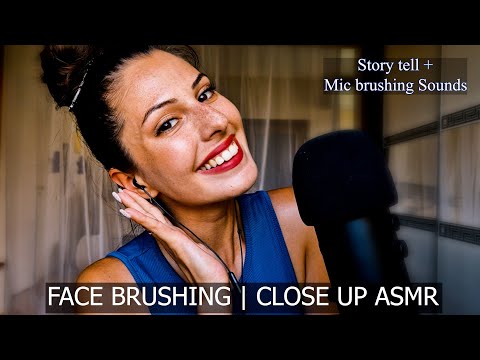 FACE BRUSHING ASMR 💤VERY CLOSE UP WHISPER ✨MIC BRUSHING SOUNDS & STORY TELLING 💙ASMR IN BULGARIAN