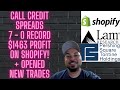 CALL CREDIT SPREADS, 7-0 Now! Closed Shopify Position For $1463 Profit, + Opened 2 New Positions!