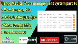Python Django Medical Store Management Part 16 | View Company Data | Axios GET Request in React