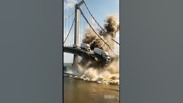 🌉🚗 Dramatic Bridge Collapse — AI-Generated Simulation!