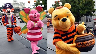 Pooh, Eeyore, Tigger & Piglet - Trolley Halloween Cavalcade at Magic Kingdom 2020, Multi-Angle