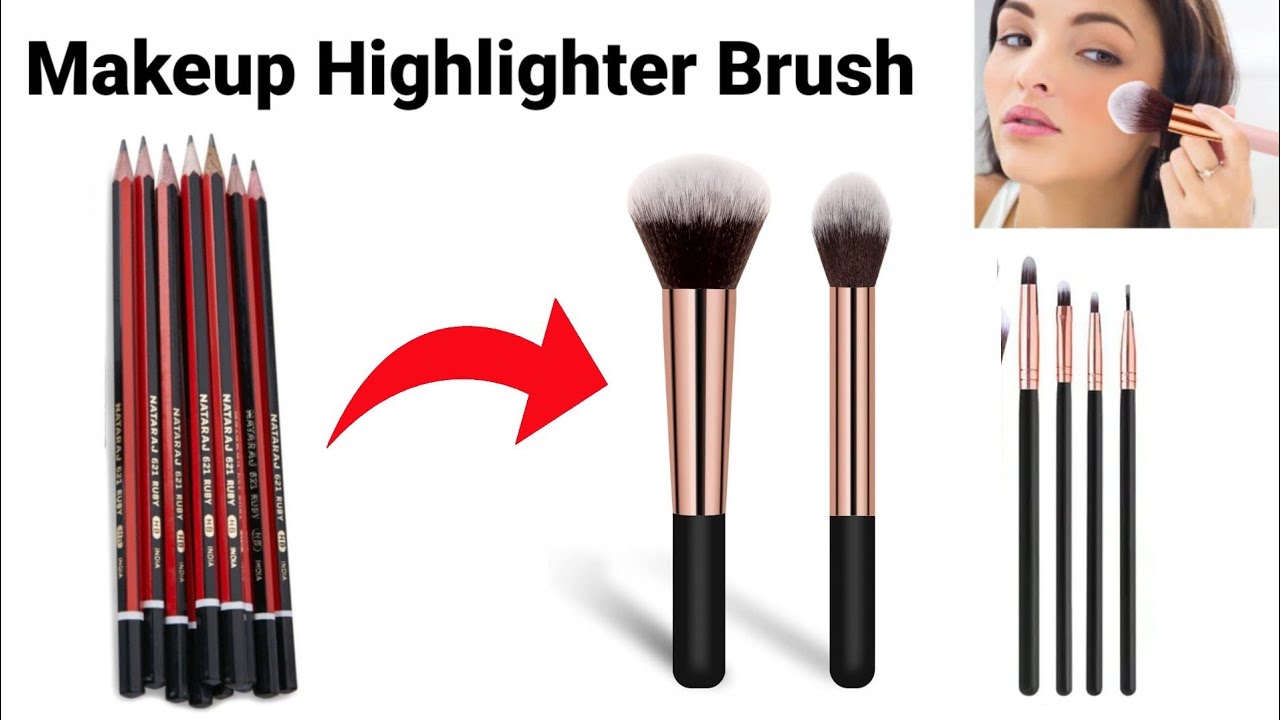 How to make Highlighter Brush at home/homemade Makeup brush/DIY Makeup