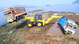 Dumper And Tipper Accident Highway Pulling Out Jcb 5Cx ? Sand Loading Truck | Jcb Cartoon | Cs Toy