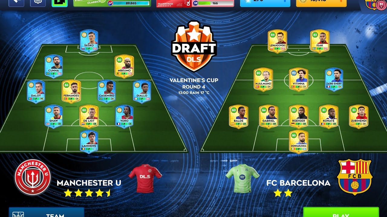 DLS 26 Gameplay| Game 120: Barcelona vs Manchester U  Valentine's Cup Round 4