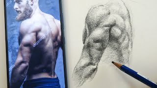 Draw and Shade Male Muscles | Arm and Back