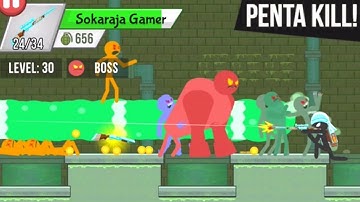 Stickman Zombie Shooter Gameplay Chapter  6 Sewers level 16-30 [ Zombie Boss ]