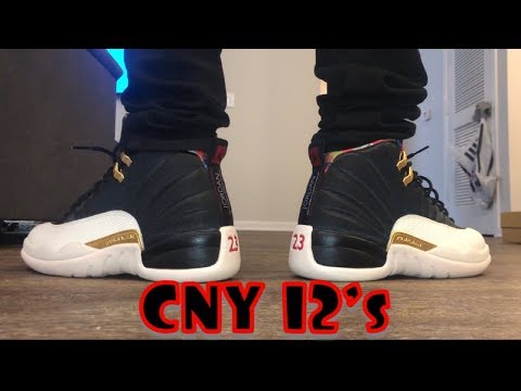 jordan 12 chinese new year on feet