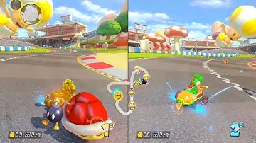 Close red shell dodge with a bob omb + return to sender