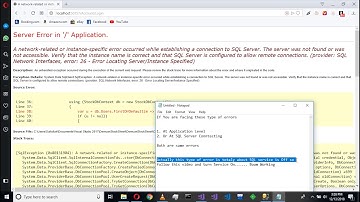 A network related or instance specific error occurred while establishing a connection to SQL Server